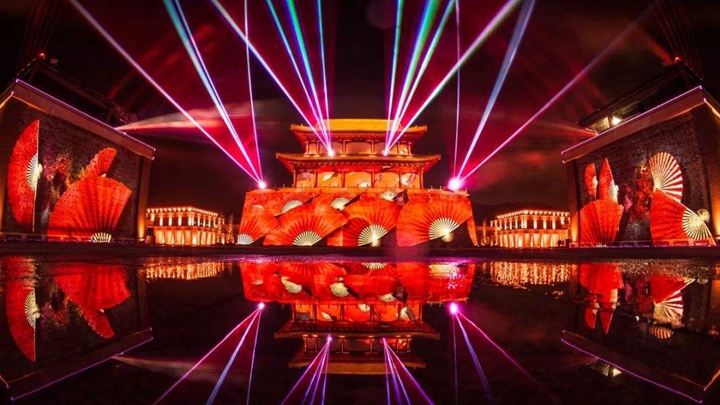 3D燈光秀在建筑上的投影效果