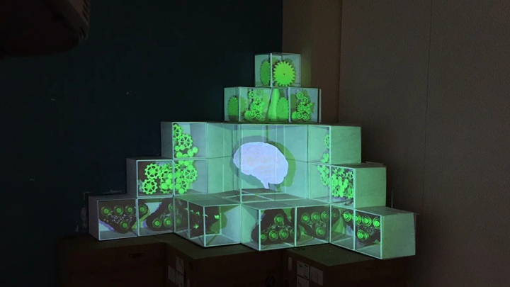展廳內關于機械的3D投影效果
