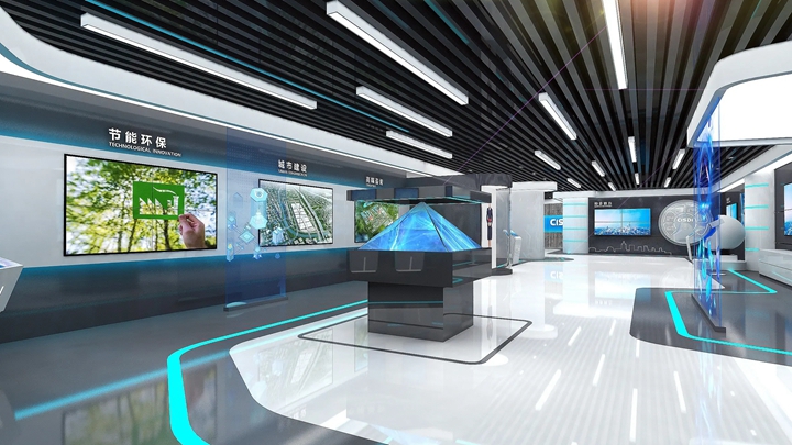 全息投影展柜在展廳中的效果展示