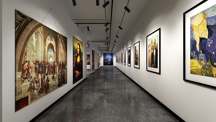 美術(shù)館展廳中的展陳設(shè)計(jì)效果