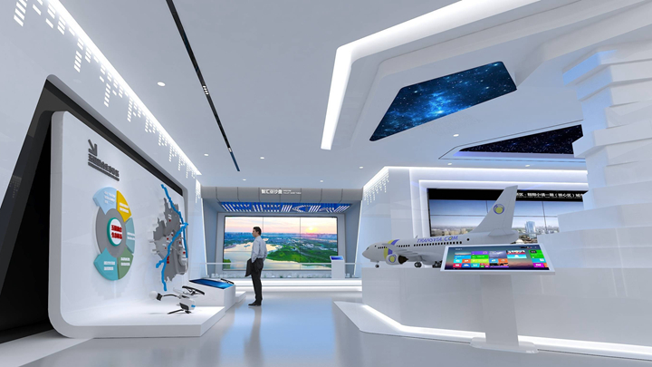 航空航天類展館拼接屏顯示效果