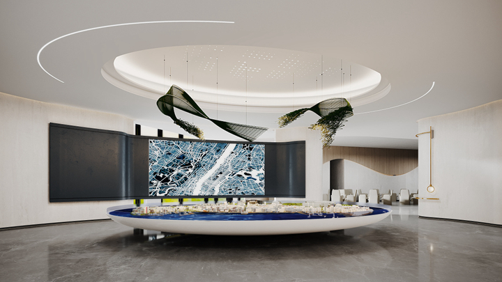 帶大屏顯示的房地產沙盤展示廳