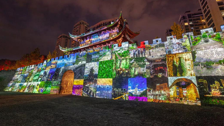 古城墻結合各景區特色的建筑投影