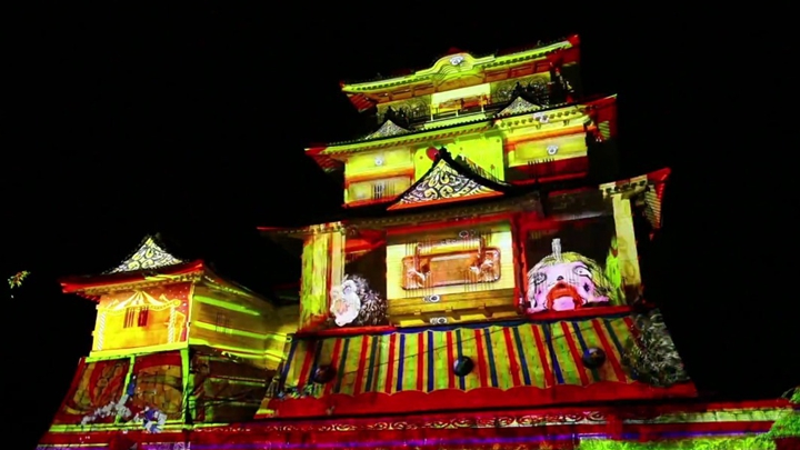 古建筑戲劇舞臺效果建筑投影展示