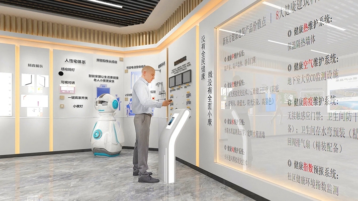 企業展廳中觸摸一體機的使用效果