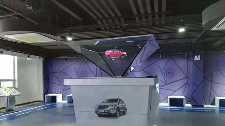 汽車全息展柜在展廳中的效果展示