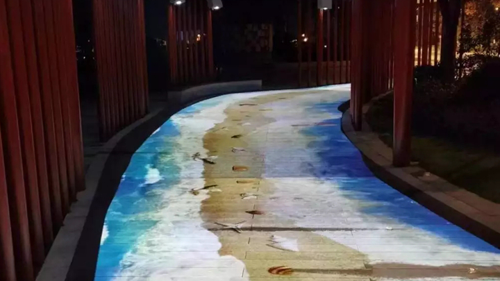 海洋沙灘主題地面互動長廊展示